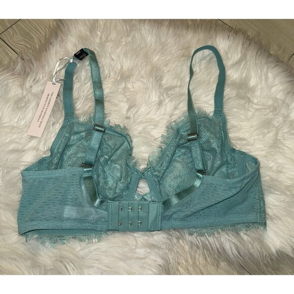 Victorias Secret Dream Angels Unlined Demi Bra Lace Metallic UW 34D Green New - Picture 4 of 7